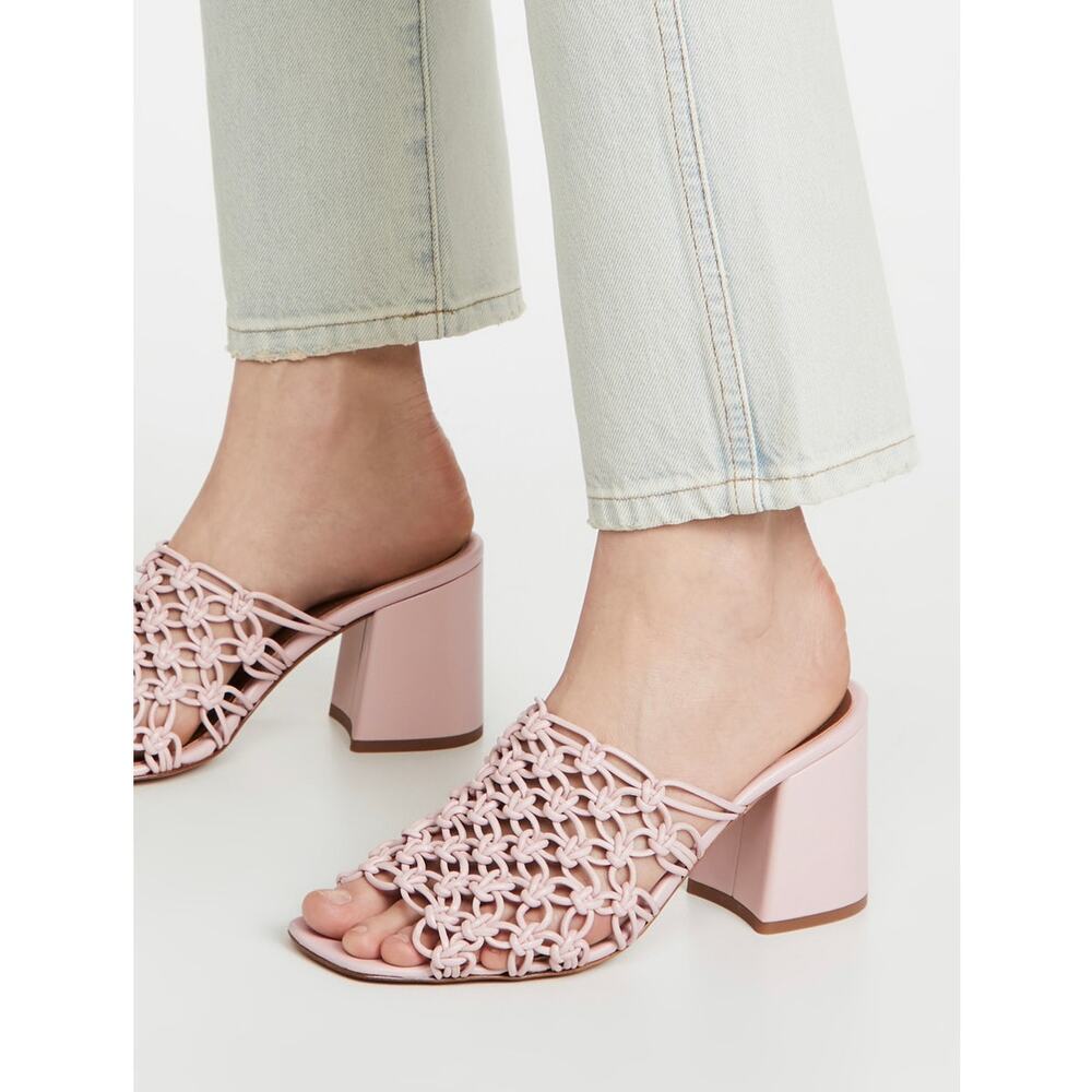 New Souliers Martinez Lana Mules in Pale Pink Leather Women's Size EU 41